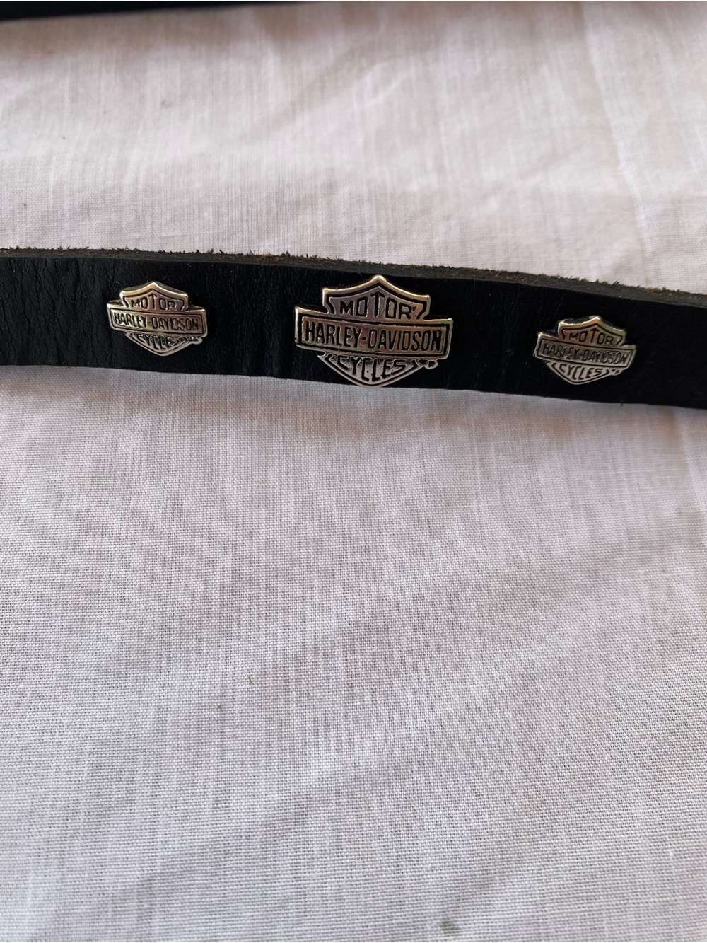 Harley-Davidson Black Leather Dog Leash Silver Logo Studs 46”